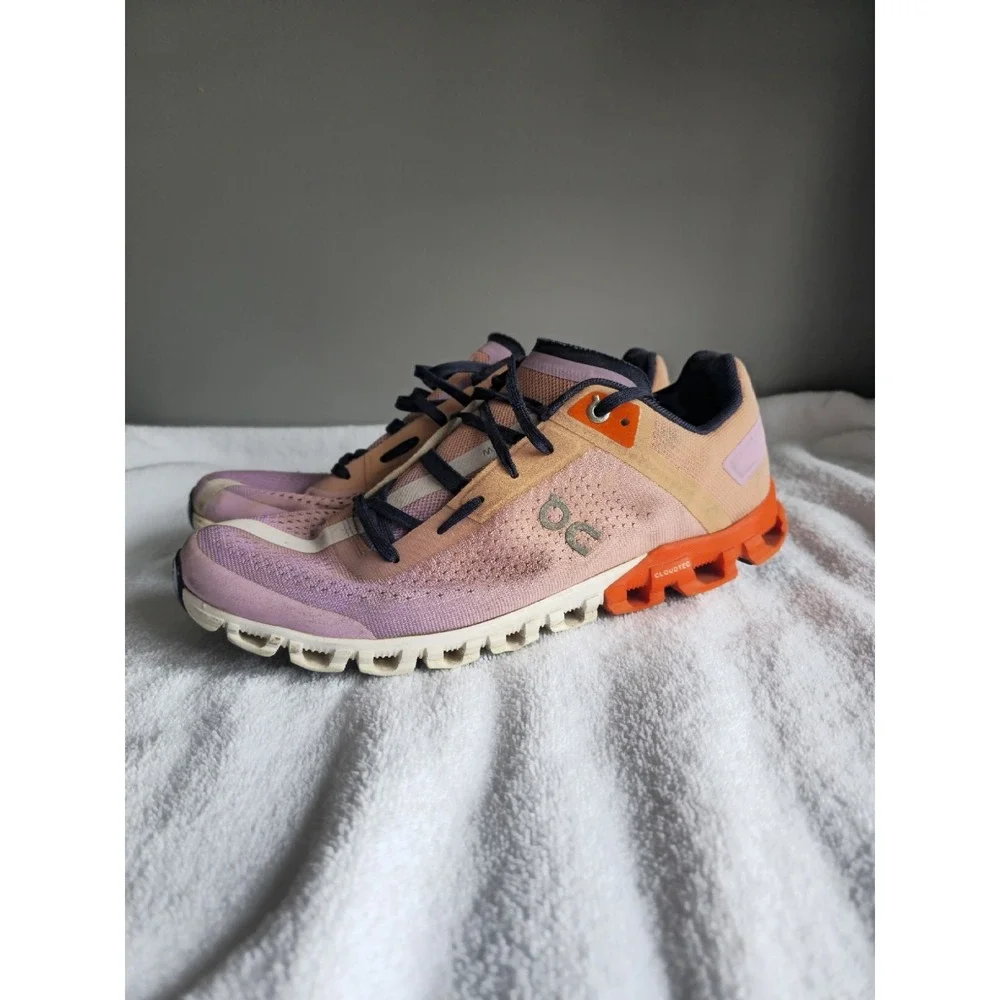 On Cloud Running Shoes Pink Orange Purple